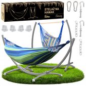 Stelaż na hamak szary 2w1 + hamak + krzesło brazylijskie