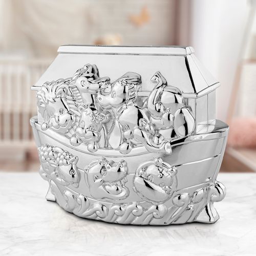 Skarbonka Arka Noego prezent na chrzest dla dziecka z grawerem dedykacji na Arena.pl