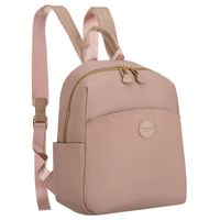 mały plecaczek damski z nylonu i skóry ekologicznej w różowym kolorze