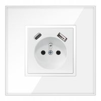 GNIAZDO GNIAZDKO SZKLANE POJEDYNCZE PODTYNKOWE BOLCEM BIAŁE USB C PREMIUM