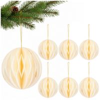 Papierowe bombki 6 szt. zawieszki choinkowe ozdoby świąteczne 12 cm białe złoty brokat