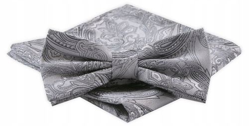 Mucha Męska z Poszetką w Zestawie - Alties - Orientalny Wzór, Popiel na Arena.pl