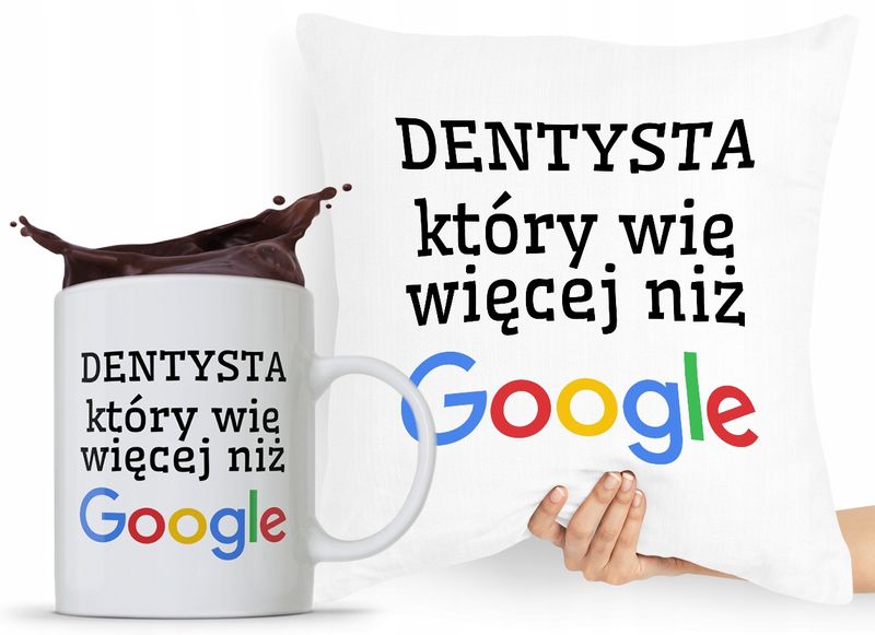 Zestaw Poduszka + Kubek Dla Dentysty Stomatologa Z Nadrukiem Ze Zdjęciem zdjęcie 1