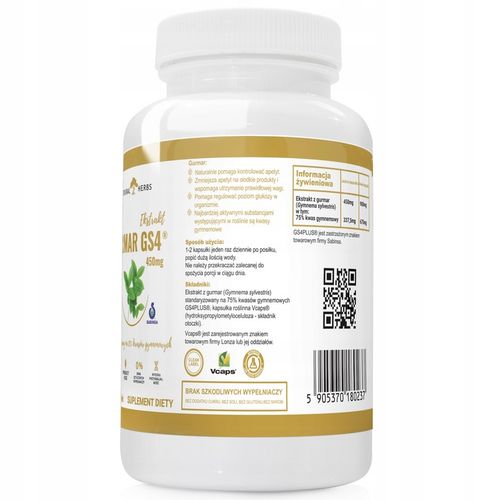 Gurmar GS4 75% kwasów gymnemowych Apetyt Cukier 90 na Arena.pl