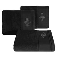 Ręcznik frotte z szeroką bordiurą ornament KLAS 70X140 czarny
