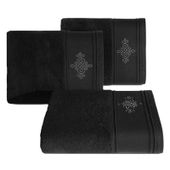 Ręcznik frotte z szeroką bordiurą ornament KLAS 70X140 czarny