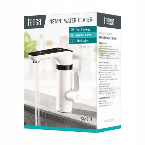 Przepływowy podgrzewacz wody kran Teesa bateria stojąca wyświetlacz LED na Arena.pl
