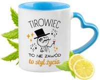 Dla Tirowca Kubek Błękitny Z Uszkiem W Kształcie Serca Na Prezent