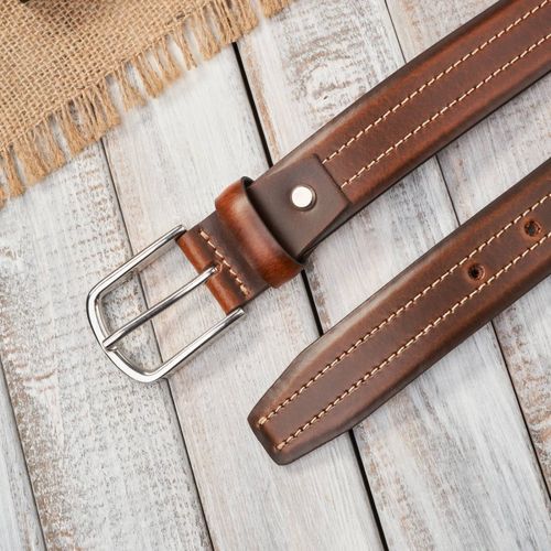 pasek męski skórzany brązowy ze srebrną klamrą 120 cm paolo peruzzi na Arena.pl