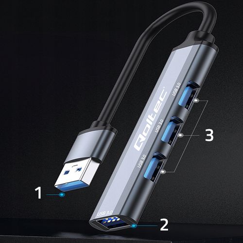Qoltec Hub Adapter Rozdzielacz USB-C 3.0 4w1 4x USB 3.0 5Gb/s Szybki na Arena.pl