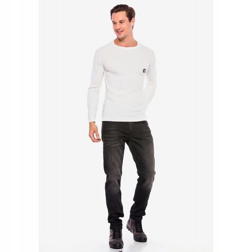 CIPO BAXX SWETER W PRĄŻKI WHITE BASIC GŁADKI~XXL na Arena.pl