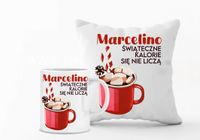 Zestaw PODUSZKA i KUBEK personalizacja mikołajkowy PREZENT z twoim tekstem