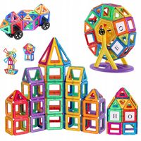 EDUKACYJNE MONTESSORI MAGNETYCZNE KLOCKI 84EL + ORGANIZATOR ZABAWKA PREZENT