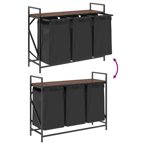 Kosz na pranie 3 przegrody z półką, brązowy dąb na Arena.pl