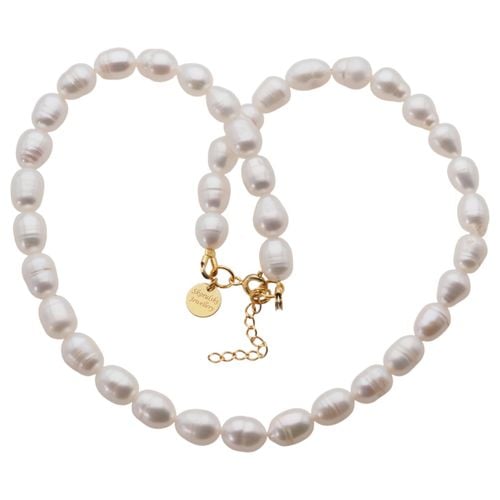 Naszyjnik - Białe Perły hodowane i srebro złocone na Arena.pl