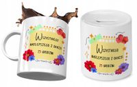25 Urodziny Zestaw Kubek + Skarbonka Na Prezent Z Nadrukiem Ze Zdjęciem
