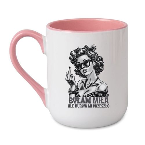 KUBEK "BYŁAM MIŁA, ALE KURWA MI PRZESZŁO" Wzór - Elegant Coffee Różowy 330 ml na Arena.pl