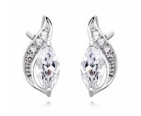 Eleganckie rodowane podłużne srebrne kolczyki białe cyrkonie srebro 925 Z1081E_W