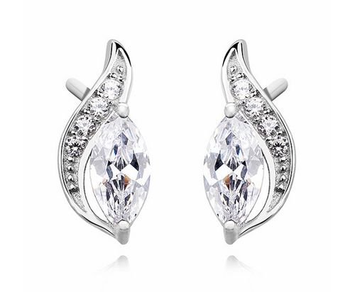 Eleganckie rodowane podłużne srebrne kolczyki białe cyrkonie srebro 925 Z1081E_W na Arena.pl