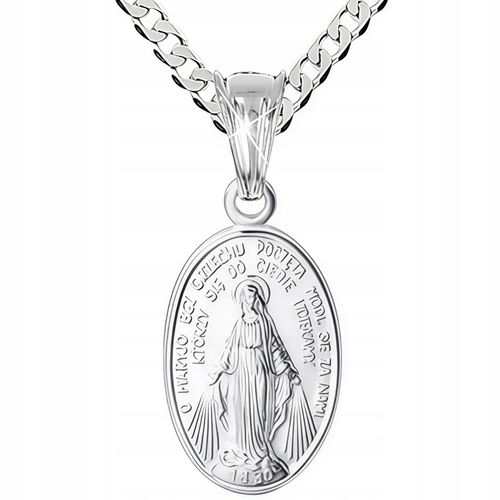 Medalik z Matką Boską Cudowny i łańcuszek 40cm na święcenie Komunię Chrzest na Arena.pl
