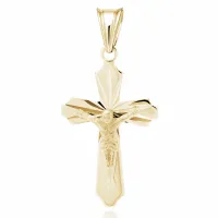 POZŁACANY SREBRNY DELIKATNY DIAMENTOWANY KRZYŻYK KRZYŻ WIZERUNEK CHRYSTUSA