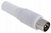 Wtyk antenowy TV biały długi zaciskany skręcany