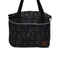 Torbo Plecak Damski 3w1 - Koty na czarnym tle