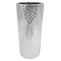 WAZON NA KWIATY SREBRNY DEKORACYJNY FLAKON CERAMICZNY OZDOBNY GLAMOUR 23 cm