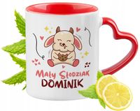 Kubek Czerwony Z Uszkiem W Kształcie Serca Dla Dominika Na Prezent