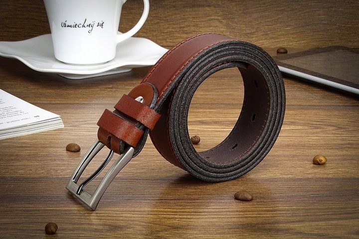 GRACIO pasek skóra męski 120 brązowy GARNITUROWY zdjęcie 13