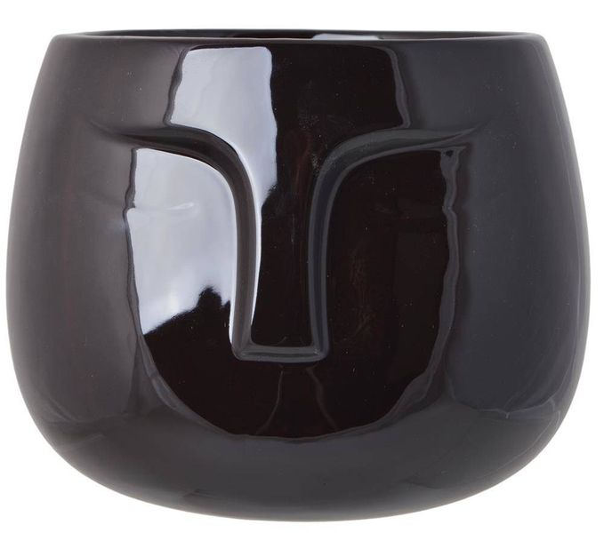 Doniczka ceramiczna twarz czarna zdjęcie 1
