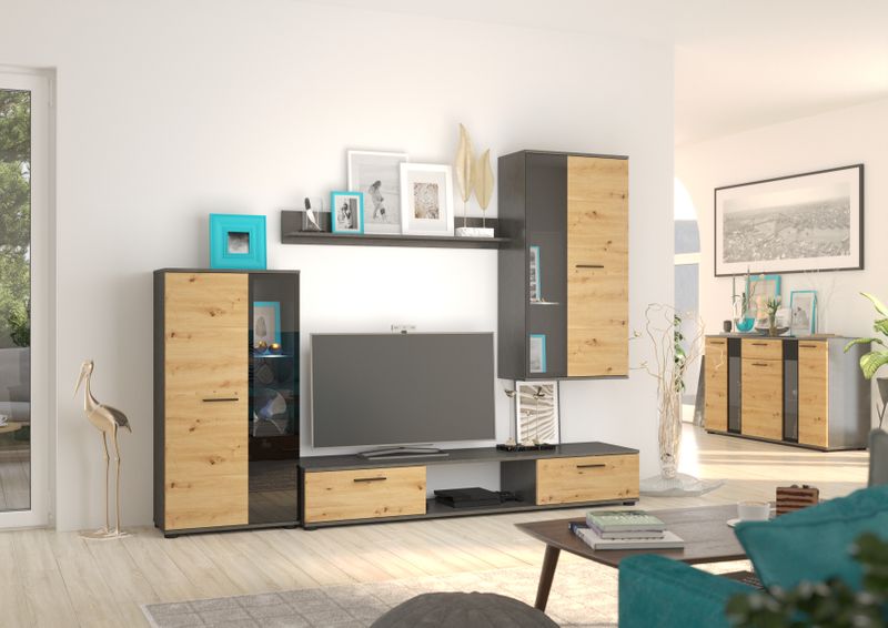 Komoda SALSO 140 cm biała oświetlenie led szafka regał meble do salonu zdjęcie 7