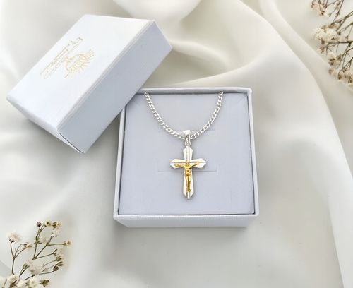 SREBRNY ZESTAW KOMUNIJNY ŁAŃCUSZEK I KRZYŻYK PREZENT DLA CHŁOPCA NA KOMUNIĘ na Arena.pl