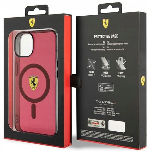 Etui Ferrari Translucent MagSafe na iPhone 14 - czerwone na Arena.pl