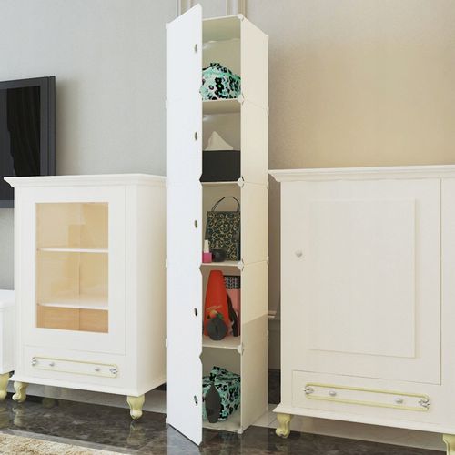 GARDEROBA UBRANIOWA SZAFA MODUŁOWA 5 PÓŁEK REGAŁ SZAFKA SŁUPEK BIAŁA na Arena.pl