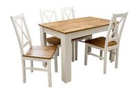 Zestaw do małych wnętrz stół 70x115 cm i 4 krzesła kolor dąb wotan + biały