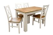 Zestaw do małych wnętrz stół 70x115 cm i 4 krzesła kolor dąb wotan + biały