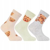 Skarpetki Dziewczęce Bawełniane Długie w Misiaczki 3-pary MORAJ 27-30