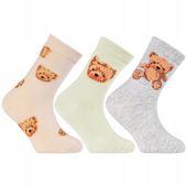 Skarpetki Dziewczęce Bawełniane Długie w Misiaczki 3-pary MORAJ 27-30