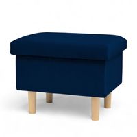Granatowy Podnóżek do fotela, Pufa ze schowkiem