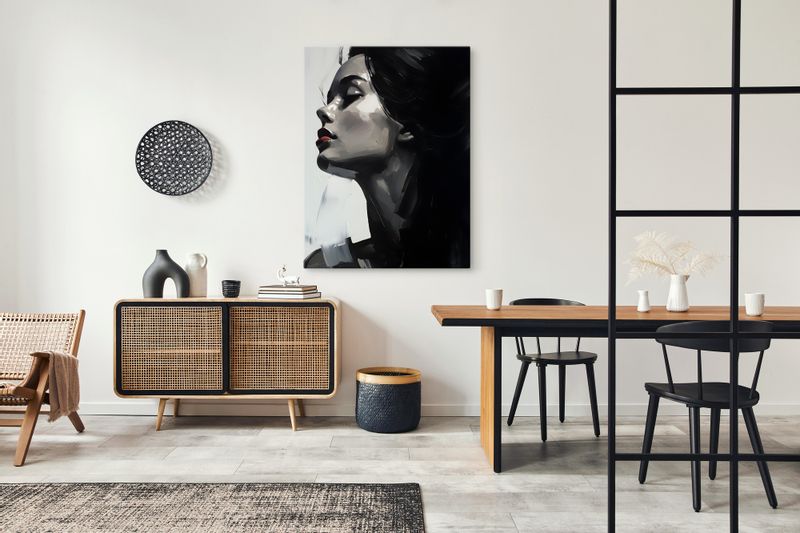 Obraz Na Ścianę Kobiecy PORTRET Abstrakcja Czerwone Usta 70cm x 100cm zdjęcie 13