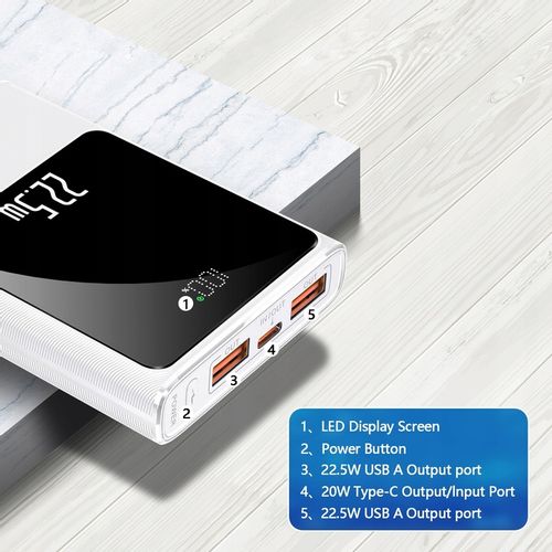 POWERBANK 10000MAH MOCNA SZYBKA ŁADOWARKA 22,5W 2XUSB A/USB-C WYŚWIETLACZ L na Arena.pl