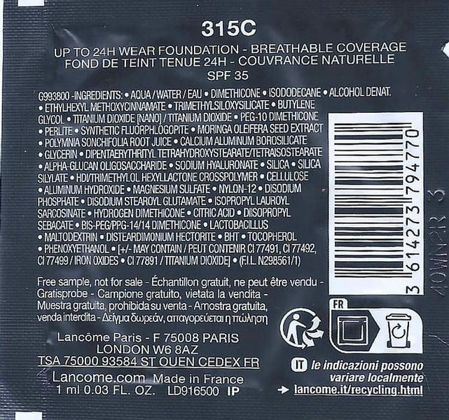 Lancome Teint Idole Ultra Wear 1ml podkład 315C zdjęcie 2