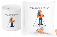 Dla Geodety Zestaw Poduszka + Skarbonka Prezent Z Nadrukiem Ze Zdjęciem