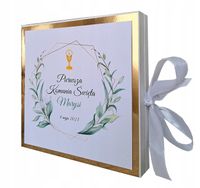 PAMIĄTKA KOMUNII, DREWNIANE PUDEŁKO NA PIENIĄDZE