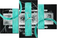 60CM 90 ZEGAR 3 ELEM TURKUSOWA ABSTRAKCJA ŚCIENNY