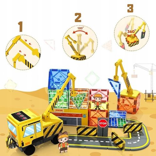 Klocki Magnetyczne Konstrukcyjne Duże Dzieci Zabawki Chłopca Zestaw Pojazdy na Arena.pl