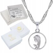 ŁAŃCUSZEK SREBRNY MEDALIK Komunijny Matka Boska na Komunię dla