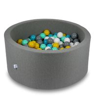 Suchy basen 90x40cm szary z piłeczkami 300szt (białe, szare, turkusowe, żółte, miętowe)