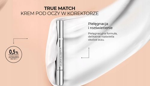 LOREAL TRUE MATCH KOREKTOR POD OCZY Z WIT.C I KWASEM HIALURONOWYM JAK KREM na Arena.pl
